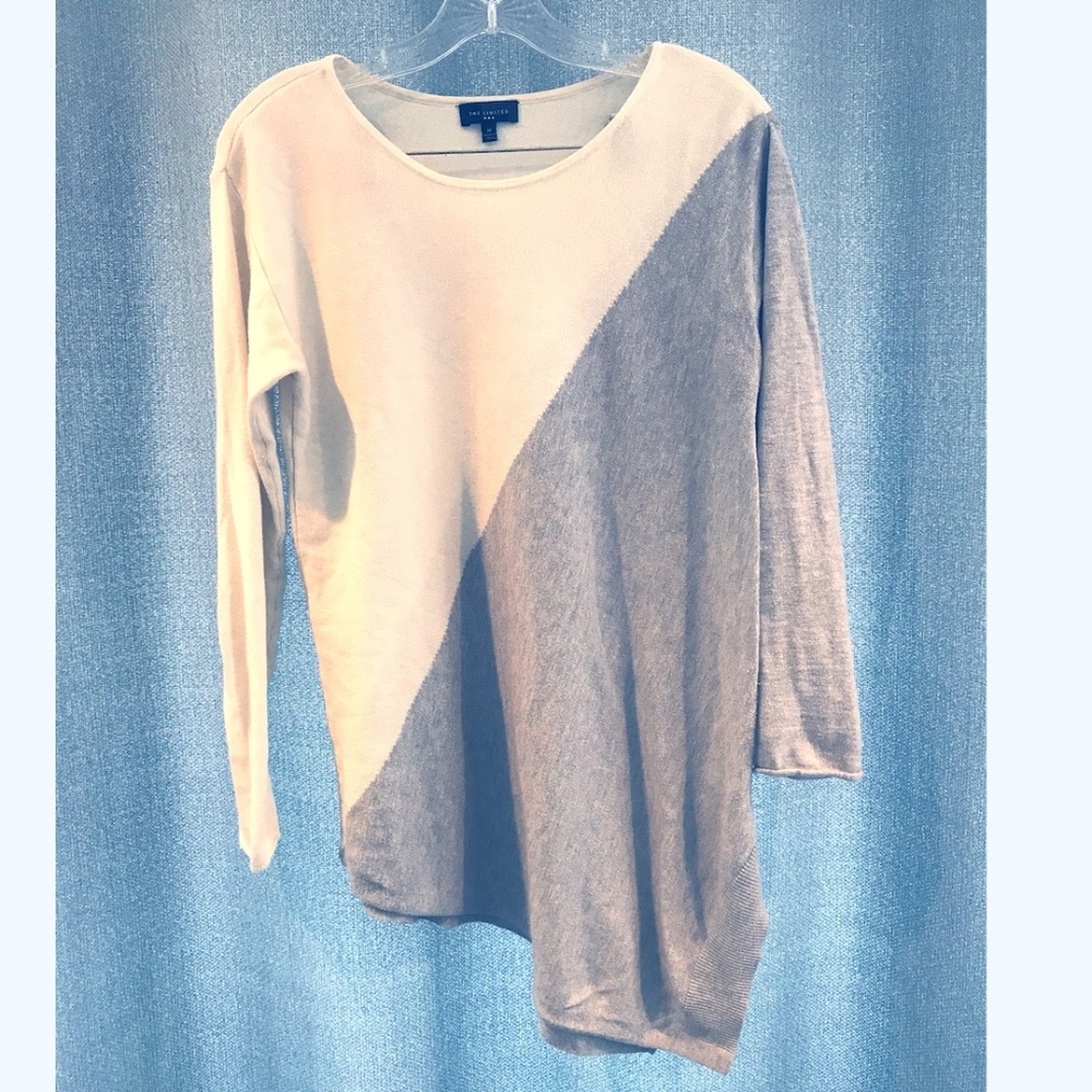 Slanted Grey and Cream Sweater